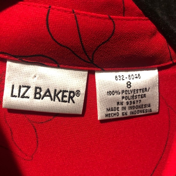 Vintage Liz Baker Red & Black Blouse - Picture 6 of 6